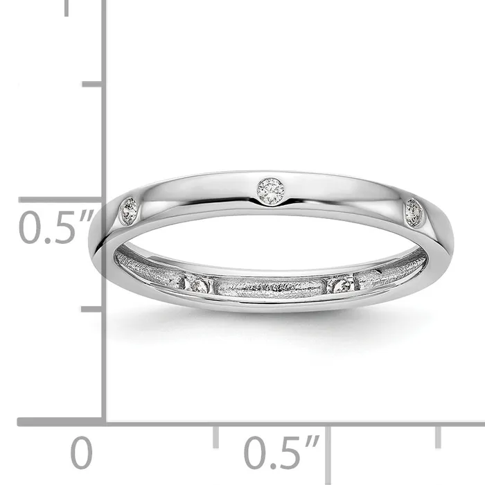 Goldia Rings Solid Real 14k White Gold 110CT Polished Bezel Set CZ Eternity Wedding Band Ring