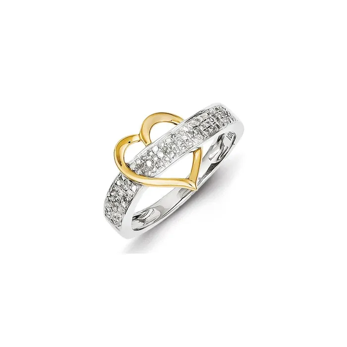 Goldia Rings Sterling Silver 14k Plated Diamond Heart Ring