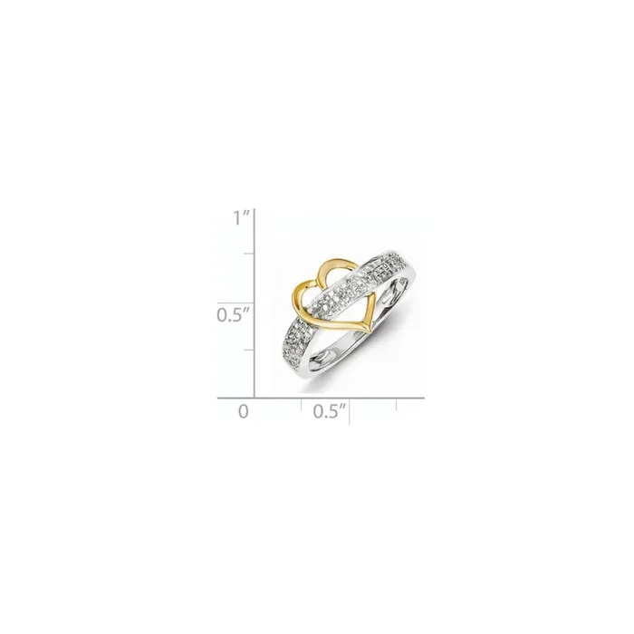 Goldia Rings Sterling Silver 14k Plated Diamond Heart Ring