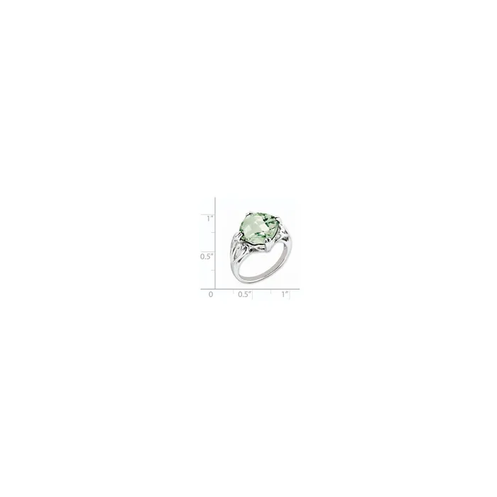 Goldia Rings Sterling Silver 14K White Gold Plated CheckerCut Green Quartz Gemstone Birthstone Ring Fine Jewelry Gift for Her