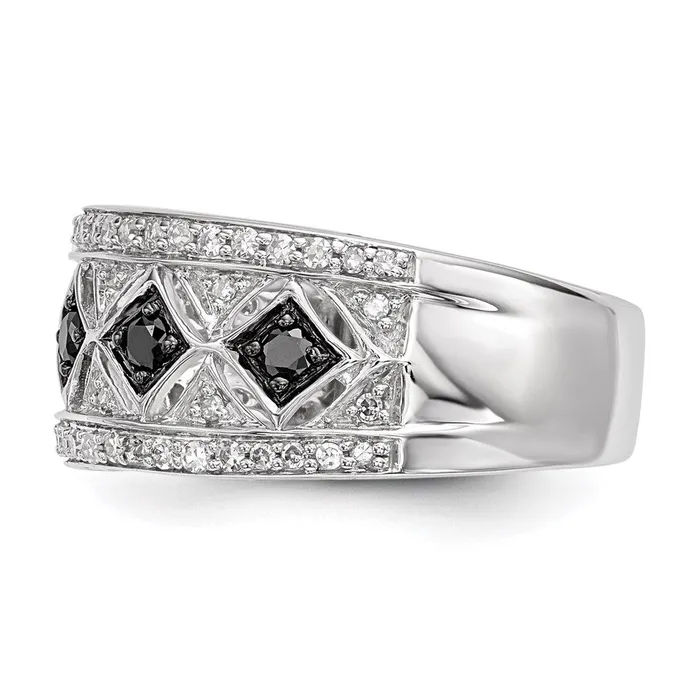 Goldia Rings Sterling Silver BlackWhite Diamond Ring