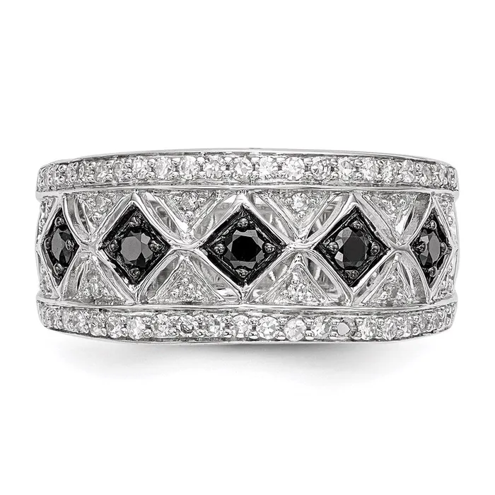 Goldia Rings Sterling Silver BlackWhite Diamond Ring