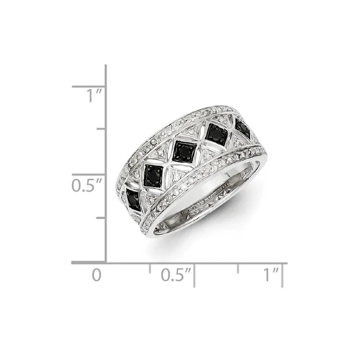 Goldia Rings Sterling Silver BlackWhite Diamond Ring