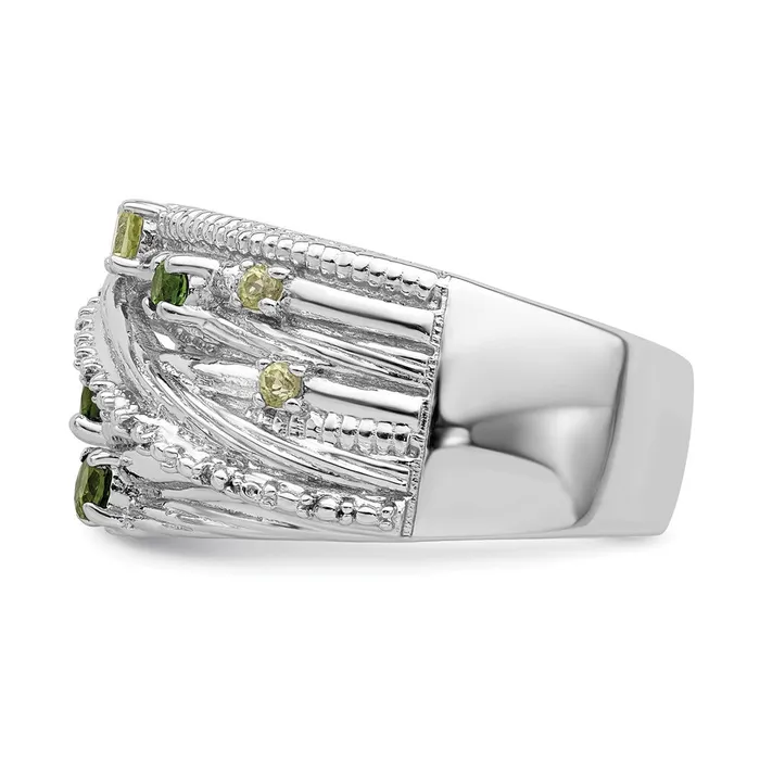 Goldia Rings Sterling Silver Rhodplat Chrome Diopside and Peridot Ring