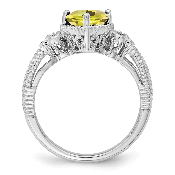 Goldia Rings Sterling Silver Rhodium Lemon Quartz u0026 Diamond Ring