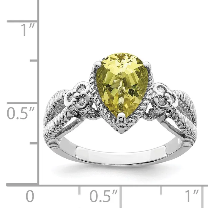 Goldia Rings Sterling Silver Rhodium Lemon Quartz u0026 Diamond Ring