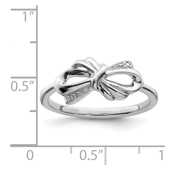 Goldia Rings Sterling Silver Rhodium Plated Diamond Bow Ring