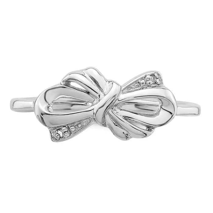 Goldia Rings Sterling Silver Rhodium Plated Diamond Bow Ring