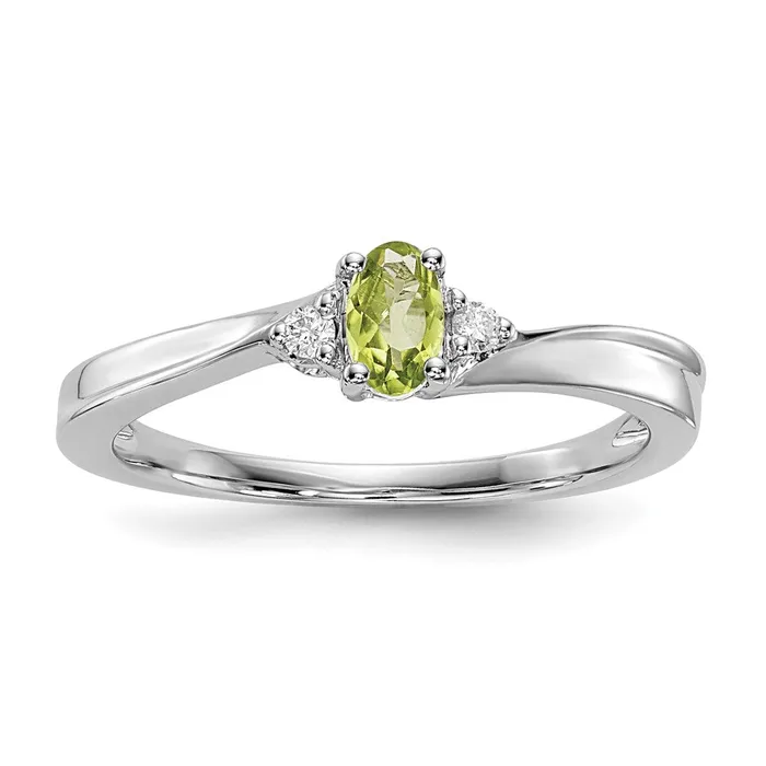 Goldia Rings Sterling Silver Rhodiumplated Peridot u0026 Diamond Birthstone Ring