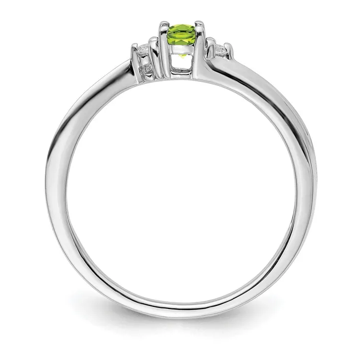 Goldia Rings Sterling Silver Rhodiumplated Peridot u0026 Diamond Birthstone Ring