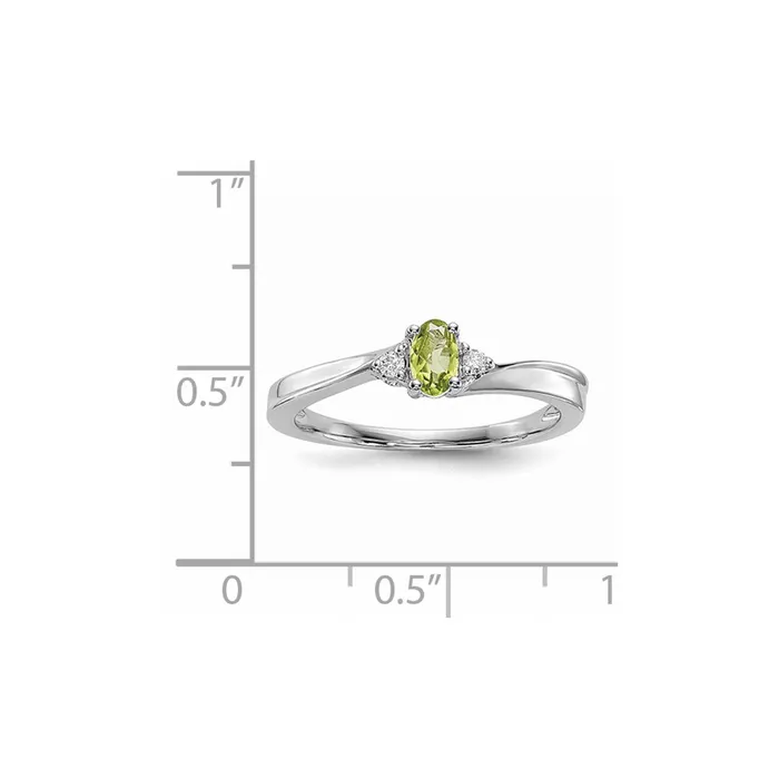 Goldia Rings Sterling Silver Rhodiumplated Peridot u0026 Diamond Birthstone Ring
