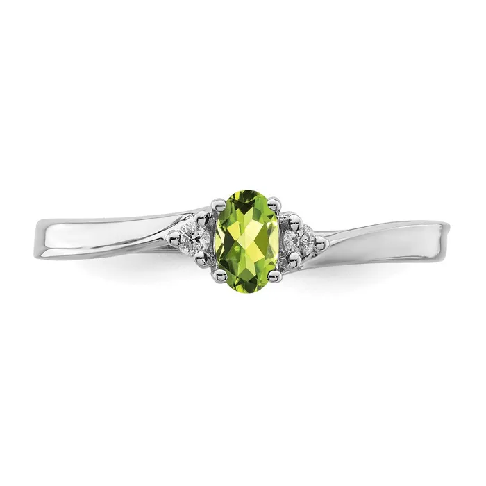 Goldia Rings Sterling Silver Rhodiumplated Peridot u0026 Diamond Birthstone Ring