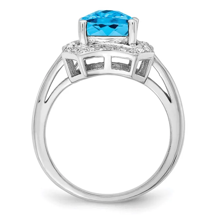 Goldia Rings Sterling Silver Rhodium Swiss Blue Topaz u0026 Diamond Ring