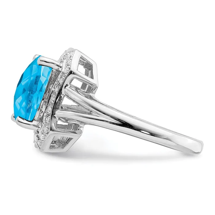 Goldia Rings Sterling Silver Rhodium Swiss Blue Topaz u0026 Diamond Ring