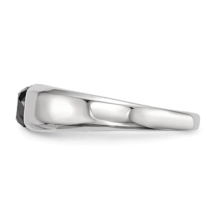 Goldia Rings Sterling Silver Round Black Diamond Mens Ring