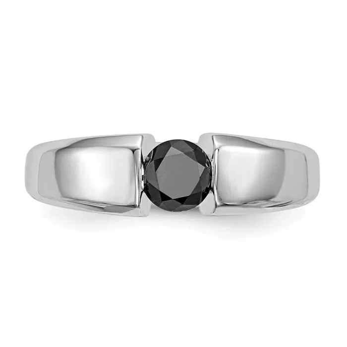 Goldia Rings Sterling Silver Round Black Diamond Mens Ring