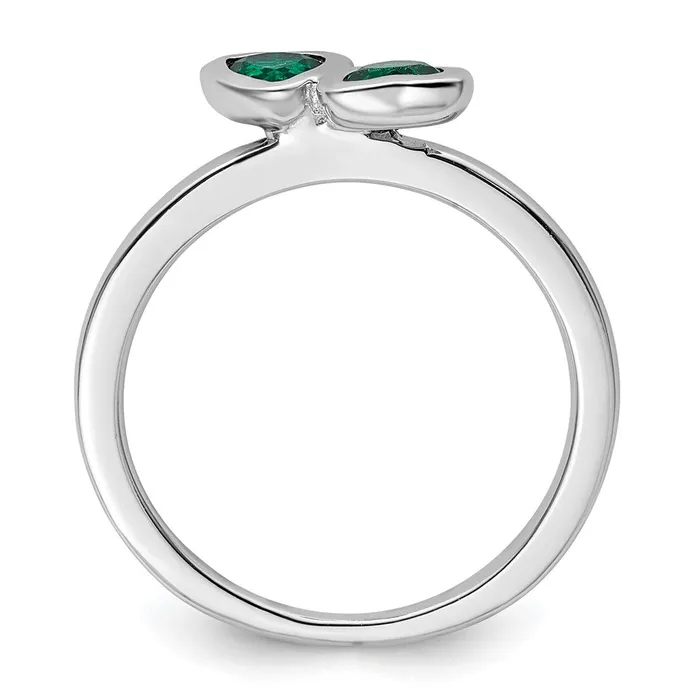 Goldia Rings Sterling Silver Stackable Expressions Cr Emerald Double Heart Ring