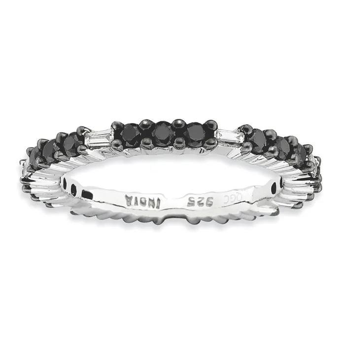 Goldia Rings Sterling Silver Stackable Expressions Polished Black Diamond Ring