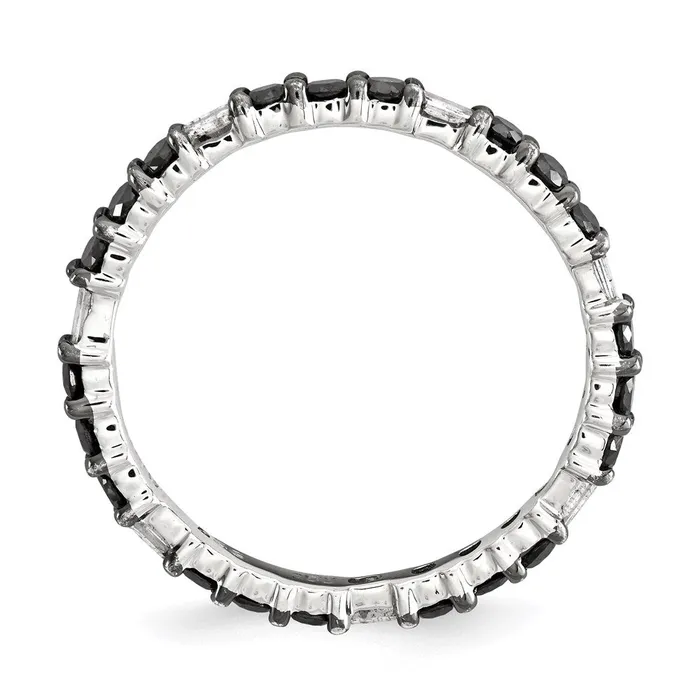 Goldia Rings Sterling Silver Stackable Expressions Polished Black Diamond Ring