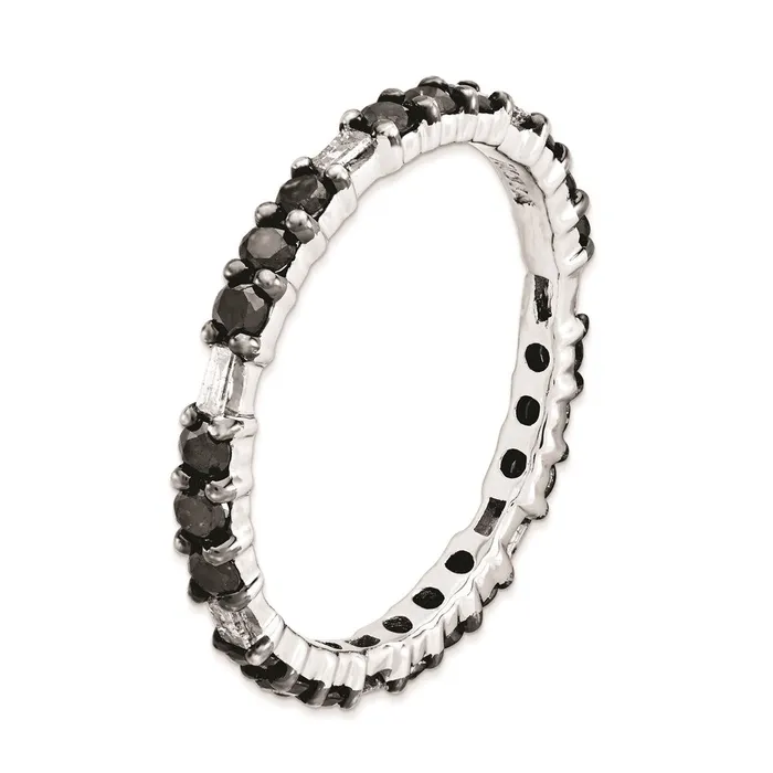 Goldia Rings Sterling Silver Stackable Expressions Polished Black Diamond Ring