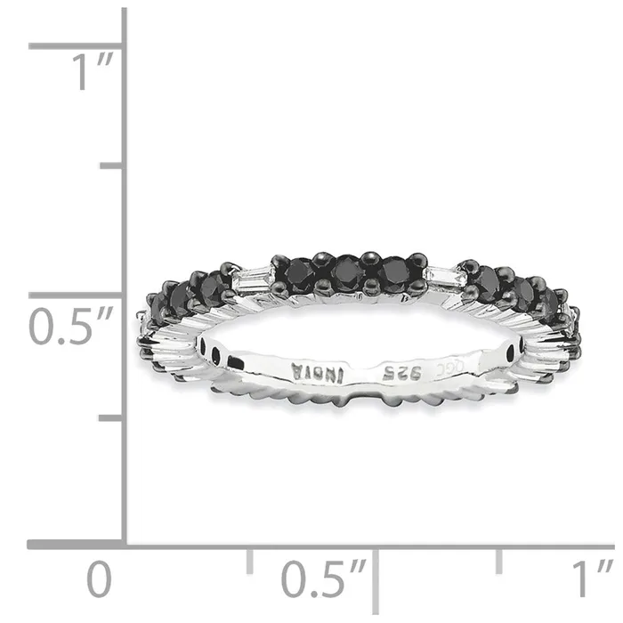 Goldia Rings Sterling Silver Stackable Expressions Polished Black Diamond Ring