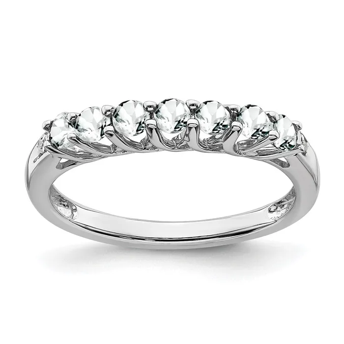 Goldia Rings Sterling Silver White Topaz and Diamond Ring