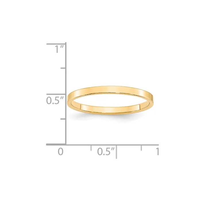 Goldia Solid 10K Yellow Gold 2mm Light Weight Flat MensWomens Wedding Band Ring Size 135 Rings