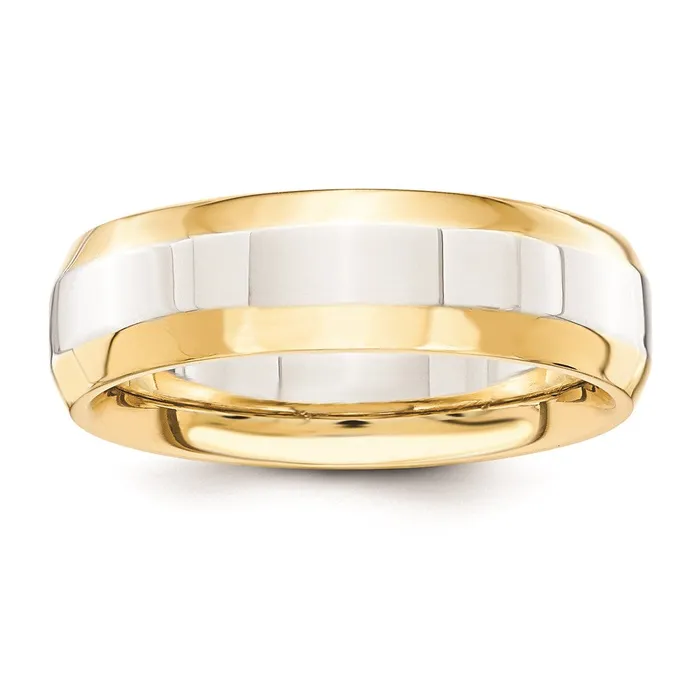 Goldia Solid 10K Yellow Gold TwoTone 6mm Domed Size 11 Wedding MensWomens Wedding Band Ring Rings