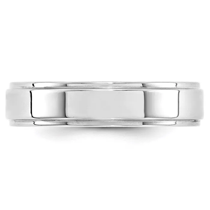 Goldia Solid 14K White Gold 5mm Flat with Step Edge MensWomens Wedding Band Ring Size 7 Rings