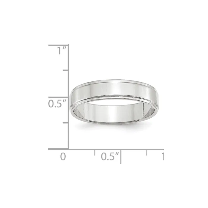 Goldia Solid 14K White Gold 5mm Flat with Step Edge MensWomens Wedding Band Ring Size 7 Rings