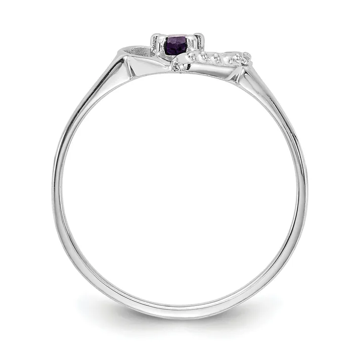 Goldia Solid 14k White Gold 5x3mm Pear Simulated Amethyst AAA CZ Ring Rings