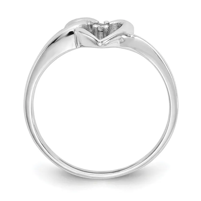 Goldia Solid 14k White Gold A Simulated CZ heart Ring Rings