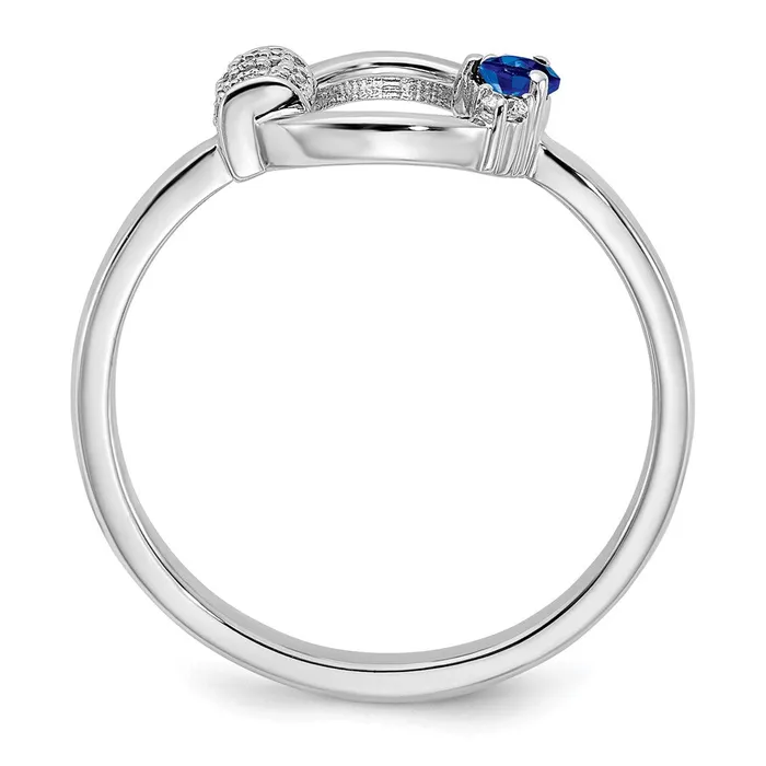 Goldia Solid 14k White Gold Polished Simulated CZ and Blue Sapphire Circle Ring Rings