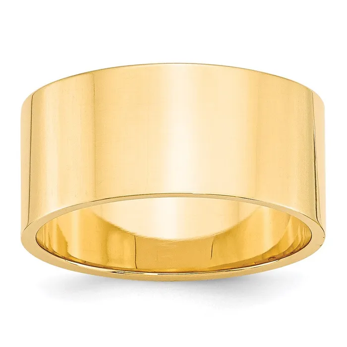 Goldia Solid 14K Yellow Gold 10mm Light Weight Flat MensWomens Wedding Band Ring Size 125 Rings