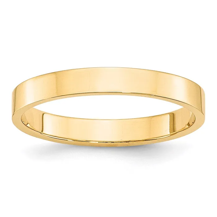 Goldia Solid 14K Yellow Gold 3mm Light Weight Flat MensWomens Wedding Band Ring Size 125 Rings