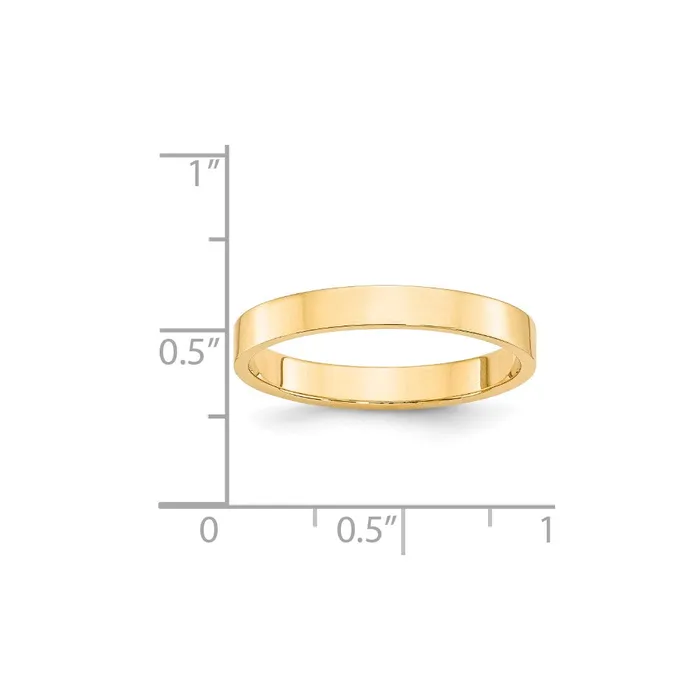 Goldia Solid 14K Yellow Gold 3mm Light Weight Flat MensWomens Wedding Band Ring Size 125 Rings