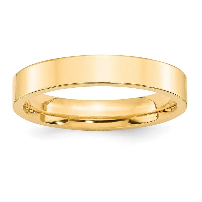 Goldia Solid 14K Yellow Gold 4mm Standard Flat Comfort Fit MensWomens Wedding Band Ring Size 105 Rings