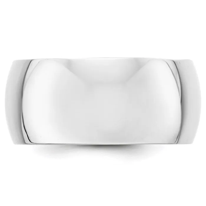 Goldia Solid 18K White Gold 10mm Half Round MensWomens Wedding Band Ring Size 10 Rings