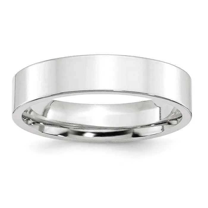 Goldia Solid 18K White Gold 5mm Standard Flat Comfort Fit MensWomens Wedding Band Ring Size 4 Rings