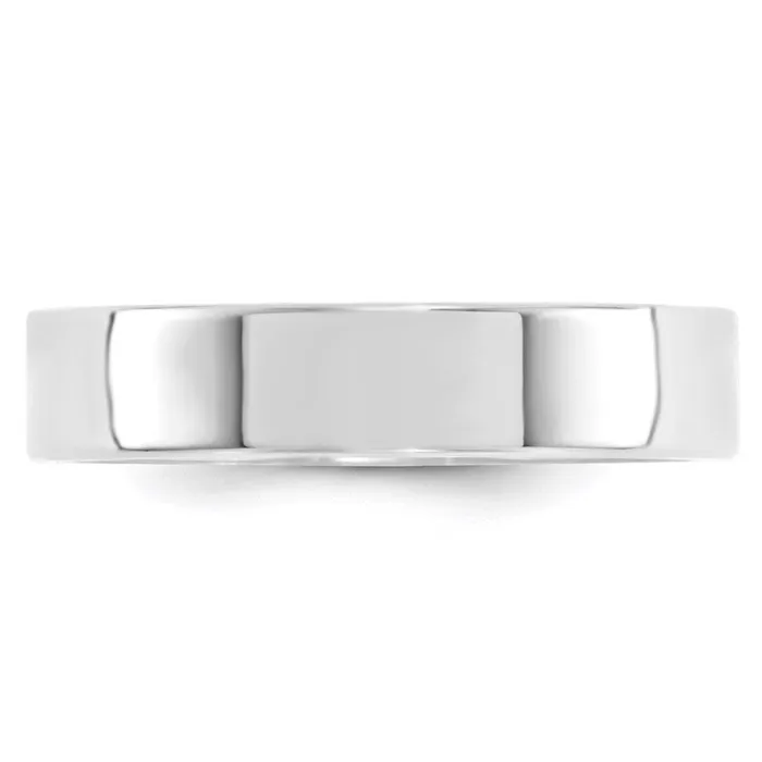 Goldia Solid 18K White Gold 5mm Standard Flat Comfort Fit MensWomens Wedding Band Ring Size 4 Rings