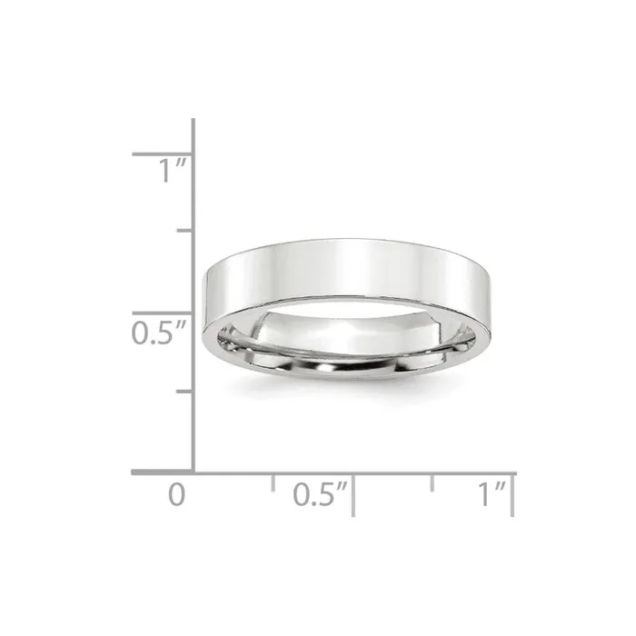 Goldia Solid 18K White Gold 5mm Standard Flat Comfort Fit MensWomens Wedding Band Ring Size 4 Rings