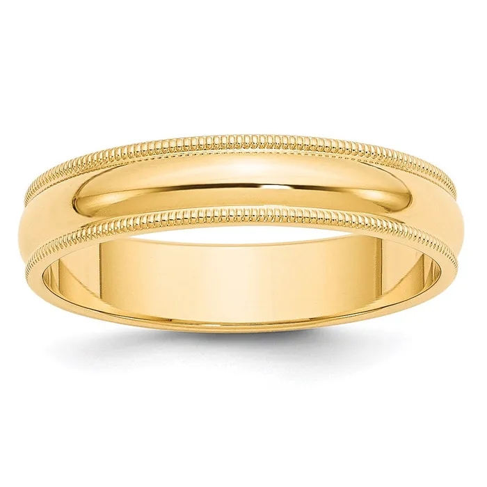 Goldia Solid 18K Yellow Gold 5mm Milgrain Half Round MensWomens Wedding Band Ring Size 135 Rings