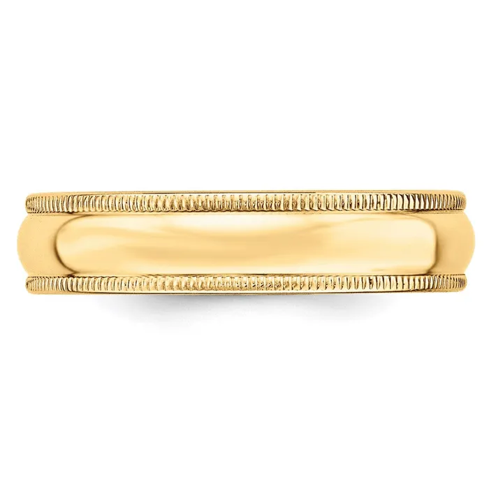 Goldia Solid 18K Yellow Gold 5mm Milgrain Half Round MensWomens Wedding Band Ring Size 135 Rings
