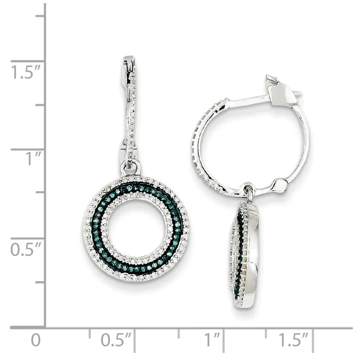Goldia Sterling Silver Blue and White Diamond Circle Hinged Hoop Earrings Earrings