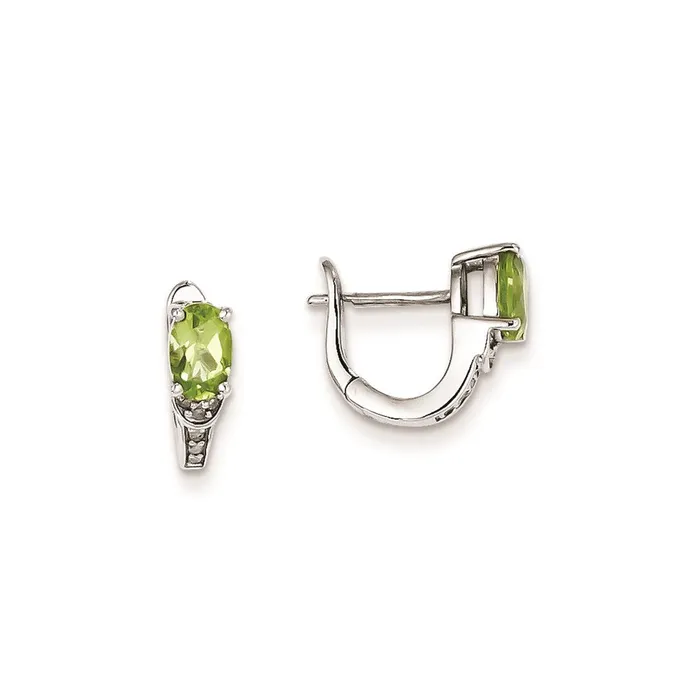 Goldia Sterling Silver Diamond u0026 Peridot Oval Hinged Earrings Earrings