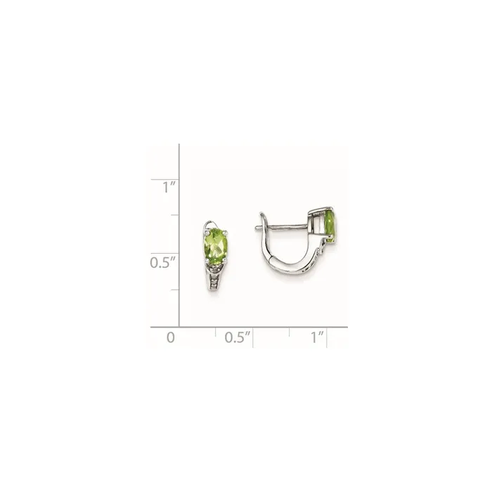 Goldia Sterling Silver Diamond u0026 Peridot Oval Hinged Earrings Earrings