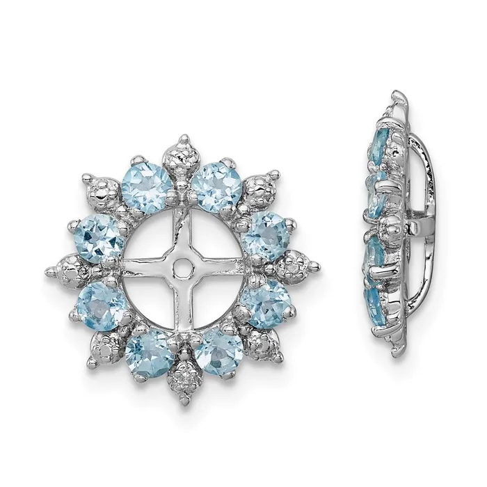 Goldia Sterling Silver Rhodium Diamond u0026 Swiss Blue Topaz Earring Jacket Earrings
