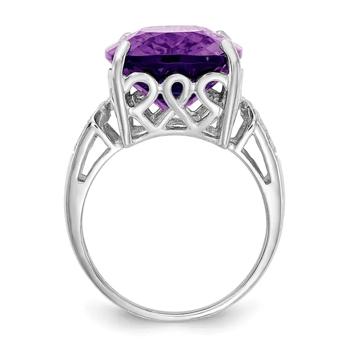 Goldia Sterling Silver Rhodiumplated Amethyst u0026 Diamond Ring Rings