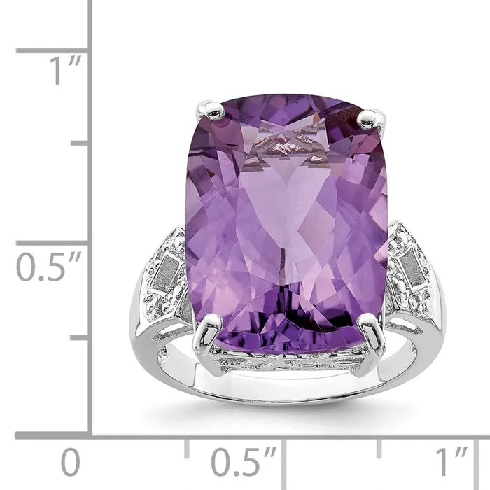 Goldia Sterling Silver Rhodiumplated Amethyst u0026 Diamond Ring Rings