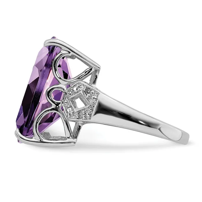 Goldia Sterling Silver Rhodiumplated Amethyst u0026 Diamond Ring Rings